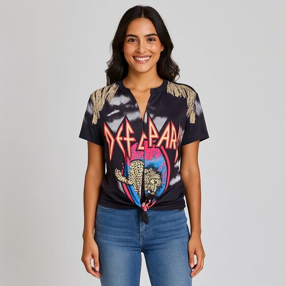 Def Leppard Band Graphic T Shirt Womens XXL Rock Tour Style Grunge Y2K Vintage - Picture 5 of 9